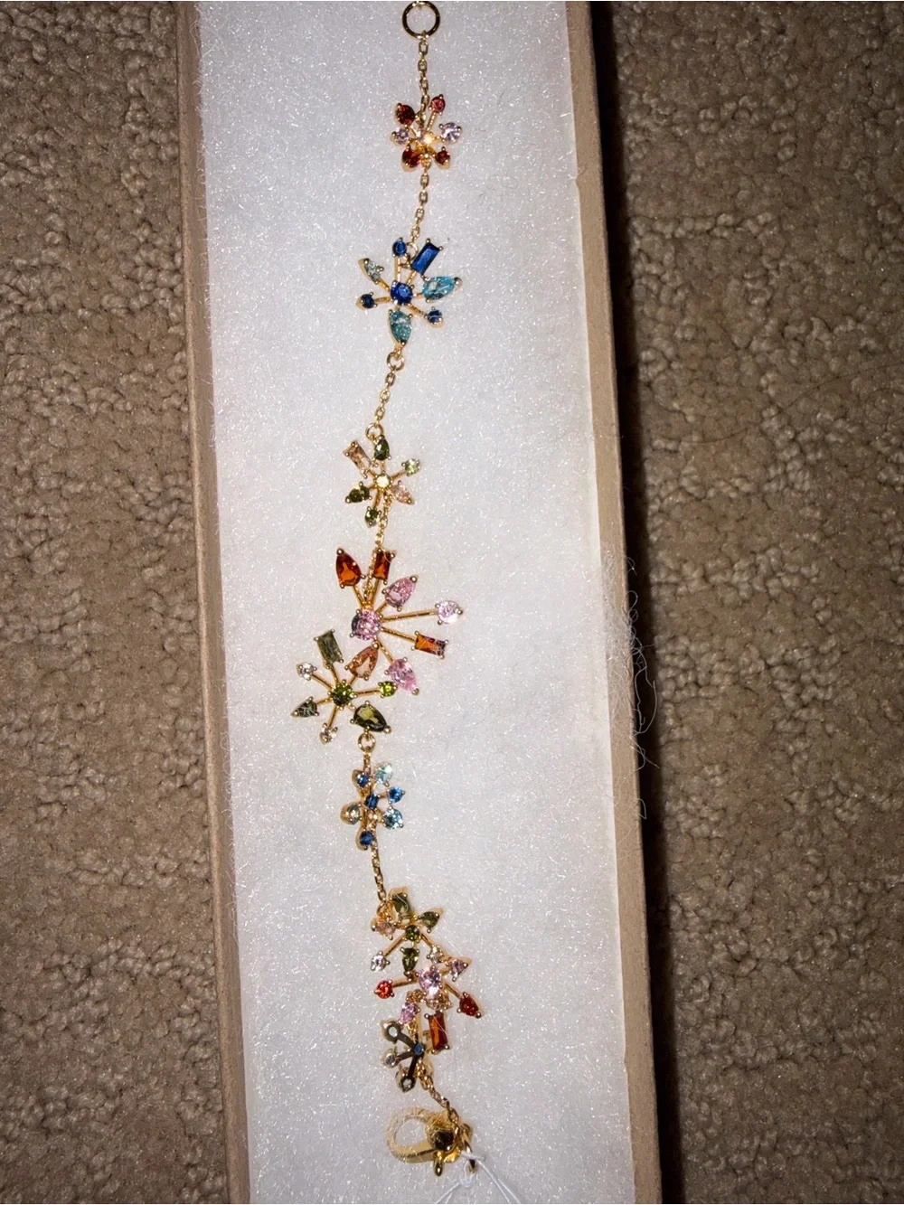 kate spade Gold Floral Multi-Stone Bracelet in Pink, Blue & Peach - Picture 4 of 5